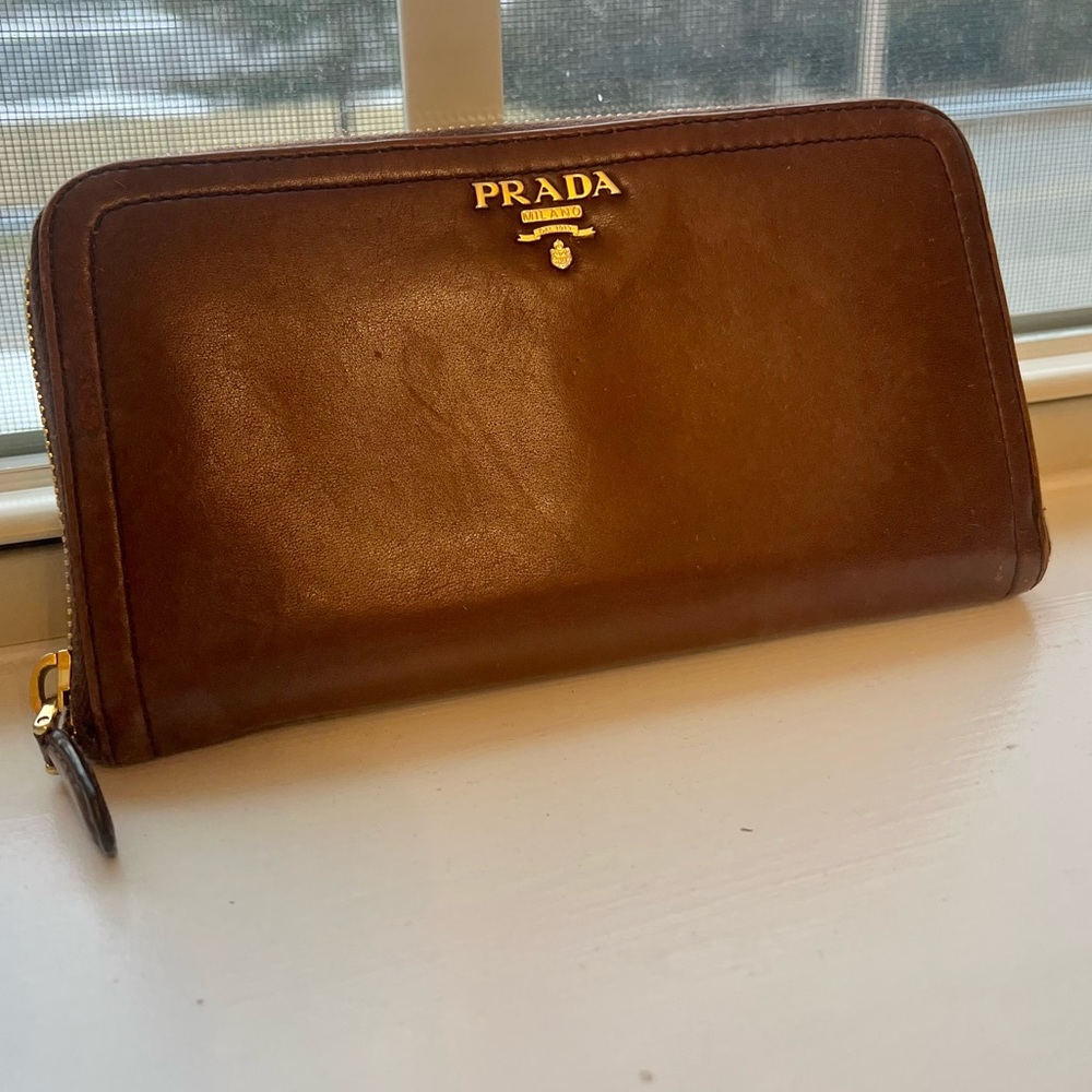 Prada long leather wallet